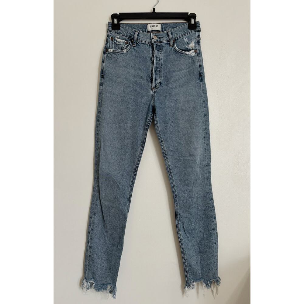Light Wash Agolde Nico High Rise Slim Fit Jeans Rooted 25